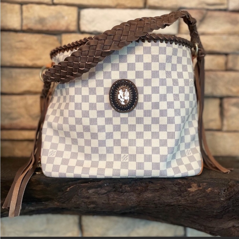 Louis Vuitton Damier Azure Delightful Hobo with Brown Tassles Turquoise - Picture 1 of 8